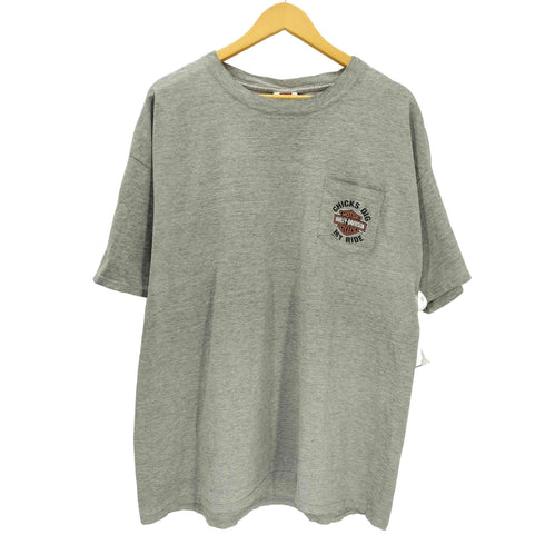 ハーレーダビッドソン HARLEY-DAVIDSON Hanes BEEFY ボディ CHICS DIG MY RIDE ROMMEL S/S 両面 プリント ポケ付き Tシャツ ビックサイズ メンズ 2XL