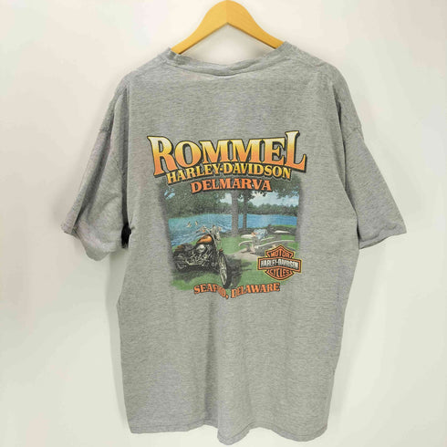 ハーレーダビッドソン HARLEY-DAVIDSON Hanes BEEFY ボディ CHICS DIG MY RIDE ROMMEL S/S 両面 プリント ポケ付き Tシャツ ビックサイズ メンズ 2XL