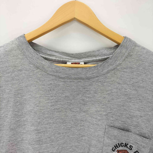 ハーレーダビッドソン HARLEY-DAVIDSON Hanes BEEFY ボディ CHICS DIG MY RIDE ROMMEL S/S 両面 プリント ポケ付き Tシャツ ビックサイズ メンズ 2XL
