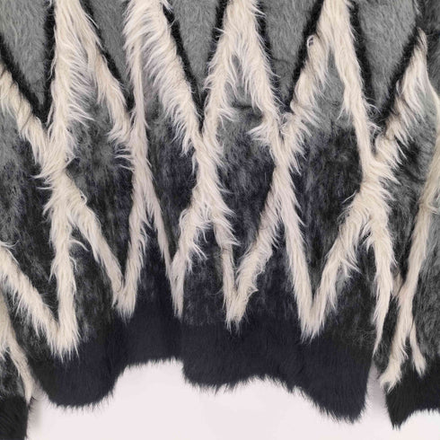 メゾンスペシャル MAISON SPECIAL 25AW 7G Shaggy Jacquard Diamond Pattern Argyle Prime-Over Crew Neck Knit Pullover メンズ JPN:1