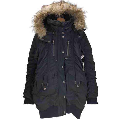 裏地キルティング N-3B 型 フェイクファー フーデット ギャザー ボンバー モッズコート Y2K レディース