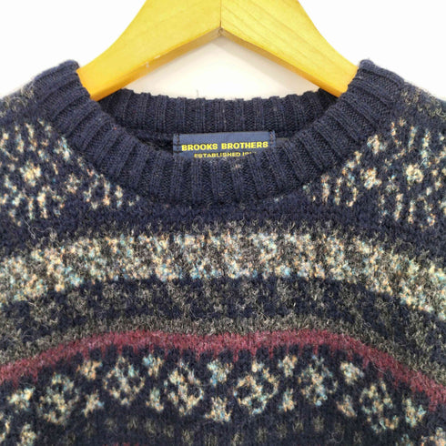 ブルックスブラザーズ BROOKS BROTHERS イギリス製 マルチボーダー ウール クルーネックニット メンズ import:L