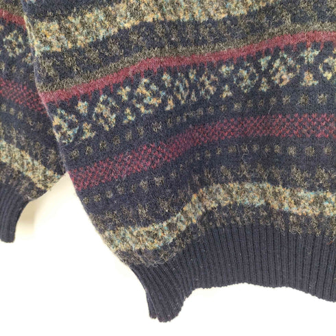 ブルックスブラザーズ BROOKS BROTHERS イギリス製 マルチボーダー ウール クルーネックニット メンズ import:L