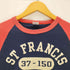 チャンピオン Champion 復刻 ST FRANCIS PHYS.ED.DEPT 三段 フロッキープリント S/S ラグラン Tシャツ 袖目あり メンズ import:M