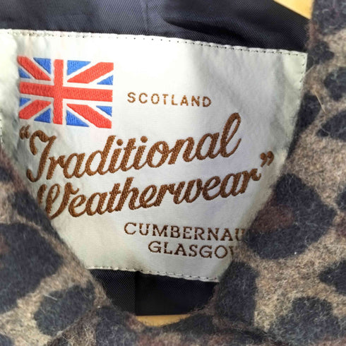 トラディショナルウェザーウェア Traditional Weatherwear レオパード柄 メルトン スナップボタン 比翼コート レディース 32