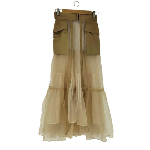 メゾンスペシャル MAISON SPECIAL Tulle Tiered Belt Skirt レディース