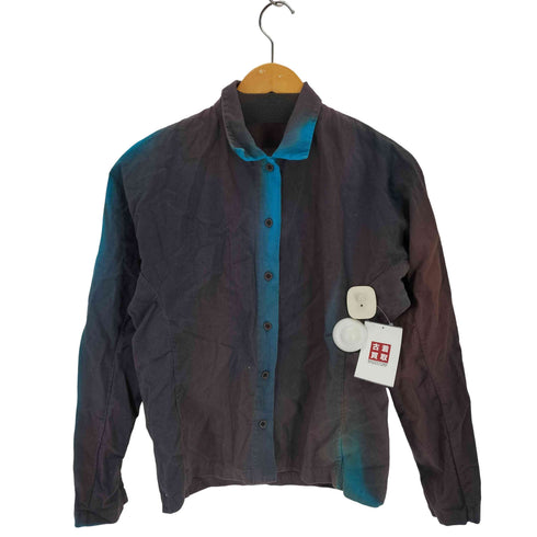 イッセイミヤケ ISSEY MIYAKE グラデーションデザイン L/S レギュラーカラーシャツ レディース JPN:2