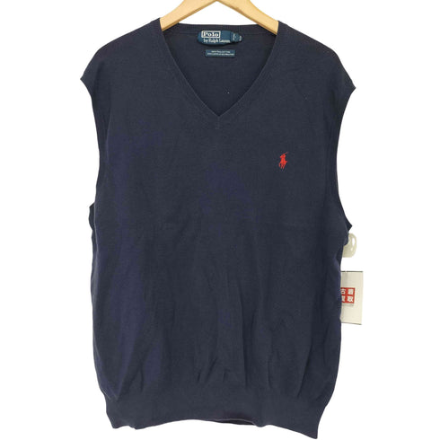 ポロバイラルフローレン Polo by RALPH LAUREN ポニー刺繍 Vネック コットン ニットベスト メンズ import:XL