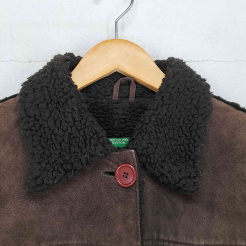 ユナイテッドカラーズオブベネトン UNITED COLORS OF BENETTON Pig Leather ピッグスエード 裏ボア ロングコート レディース JPN:42