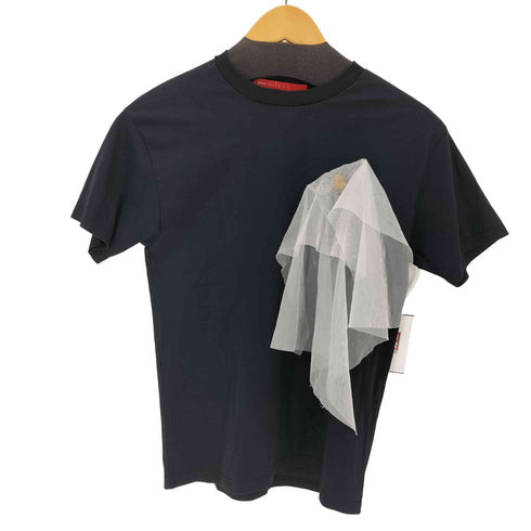 mint designs 異素材ドッキング刺繍デザインクルーネックtシャツ レディース JPN:2