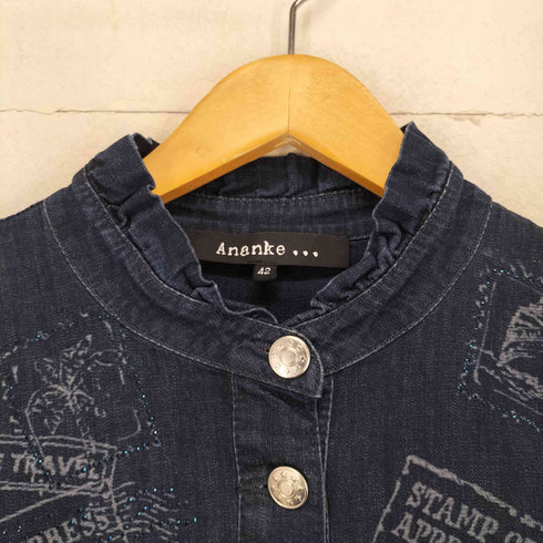 ANANKE ラメ装飾 フリルデニムシャツ レディース 42