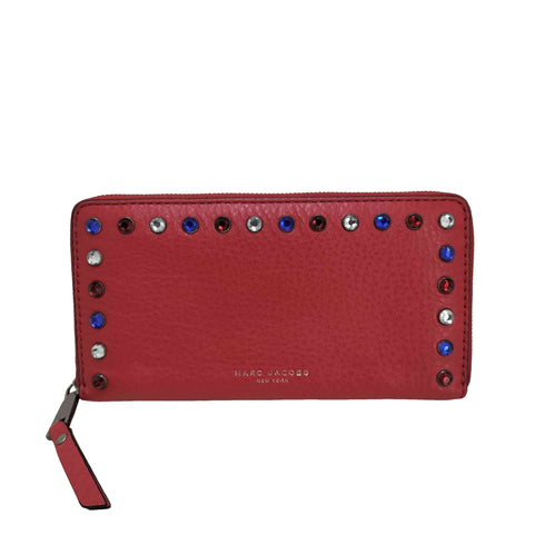 マークジェイコブス MARC JACOBS ストーン装飾 レザー ロングウォレット レディース
