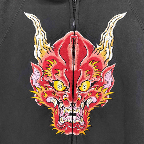 コアファイター corefighterco. PACO EXCEL DEVIL Hoodie 般若 デビル 刺繍 ジップアップ パーカー メンズ import:XL