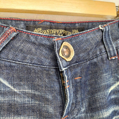 レッドペッパー RED PEPPER Y2K スカル刺繍 セミフレアデニムパンツ レディース US:26-27