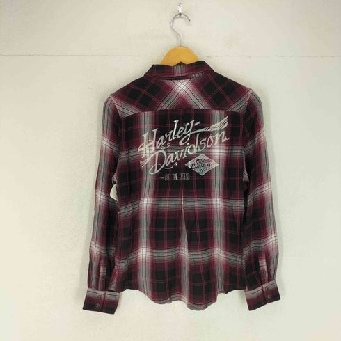 ハーレーダビッドソン HARLEY-DAVIDSON バックプリント レーヨン L/Sチェックシャツ レディース JPN:M