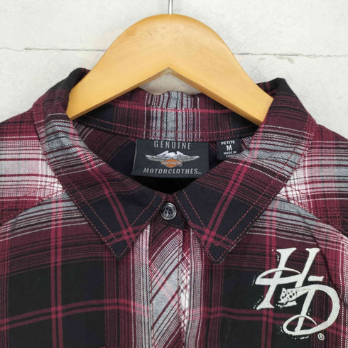 ハーレーダビッドソン HARLEY-DAVIDSON バックプリント レーヨン L/Sチェックシャツ レディース JPN:M