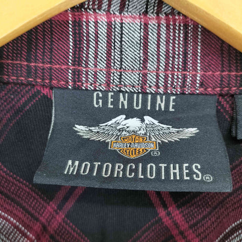 ハーレーダビッドソン HARLEY-DAVIDSON バックプリント レーヨン L/Sチェックシャツ レディース JPN:M