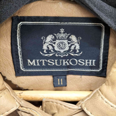 ミツコシ MITSUKOSHI 本革 キルティング切替 比翼 ロングレザーコート レディース JPN:11号
