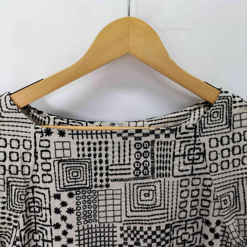 シビラ Sybilla 総柄 刺繍 七分丈 半袖 ワンピース レディース import:M