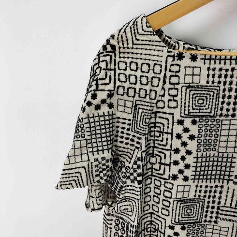 シビラ Sybilla 総柄 刺繍 七分丈 半袖 ワンピース レディース import:M