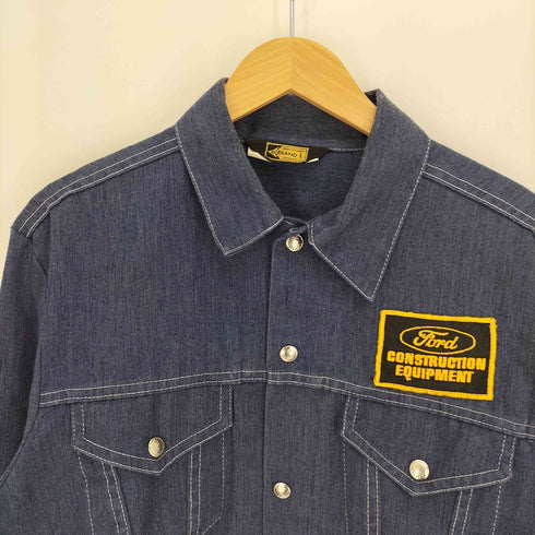 ケイブランド K-BRAND 70-80S 企業ロゴ パッチ ポリコットン スナップボタン デニム トラッカー ジャケット メンズ import:L