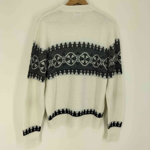 60-70S USA製 モックネック ネイティブ柄 プルオーバー ニット セーター メンズ import:M