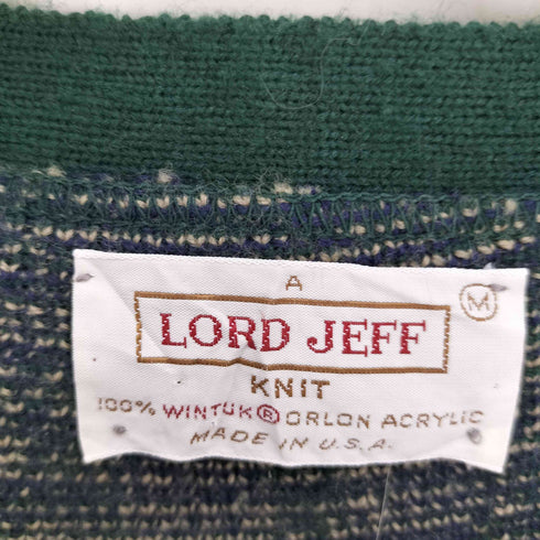 LORD JEEF USA製 チェック柄 アクリル カーディガン メンズ import:M