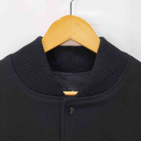 80-90s USA製 企業ロゴ刺繍 ラムレザー 切替 スタジアム ジャケット スタジャン メンズ L