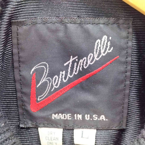 80-90s USA製 企業ロゴ刺繍 ラムレザー 切替 スタジアム ジャケット スタジャン メンズ L