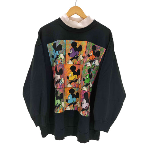 ポッポアート デザイン キャラクタープリント レイヤードネック L/S Tシャツ メンズ