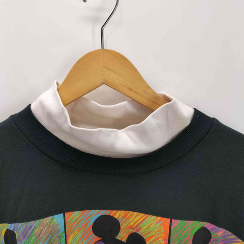 ポッポアート デザイン キャラクタープリント レイヤードネック L/S Tシャツ メンズ