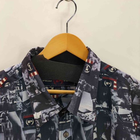 ファットファーム PHAT FARM 90S フォトグラフィックアート プリント 総柄 S/S ポリ シャツ ビッグサイズ B系 メンズ XXXL