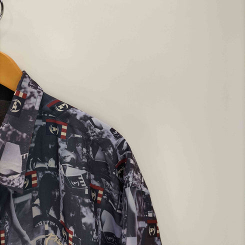 ファットファーム PHAT FARM 90S フォトグラフィックアート プリント 総柄 S/S ポリ シャツ ビッグサイズ B系 メンズ XXXL