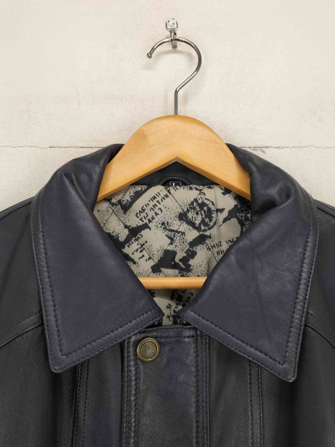 realleather ブルゾン 裏地総柄 メンズ