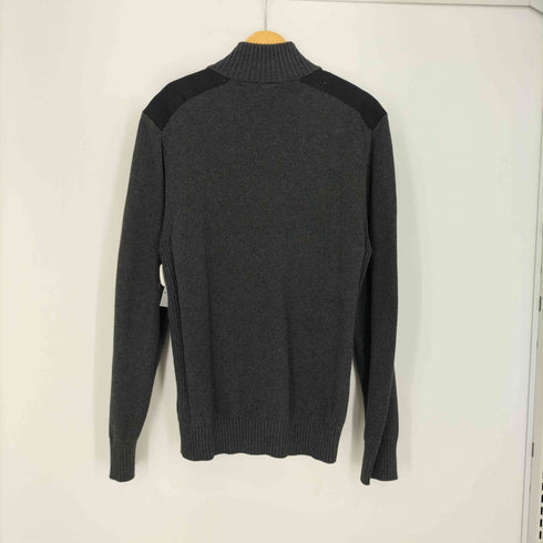 カルバンクライン CALVIN KLEIN ck刺繍 生地切替 比翼ジップ ハーフジップ ハイネック コットンニット メンズ import:L