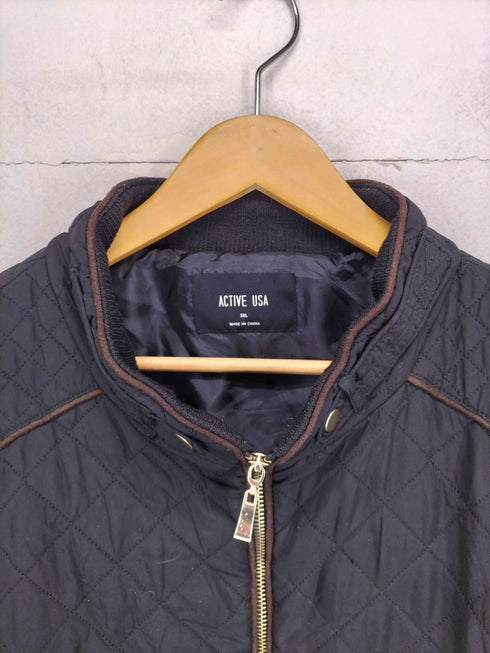 ACTIVE USA リブニット切替キルティングジップアップベスト メンズ 3XL