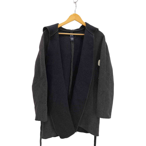 ギャップ Gap 00S ウール ナイロン ミックスファブリック ウエストベルト フーデッド ガウンコート メンズ import:L