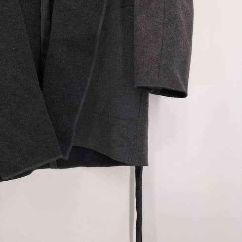 ギャップ Gap 00S ウール ナイロン ミックスファブリック ウエストベルト フーデッド ガウンコート メンズ import:L