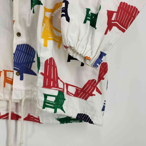 MICHIGAN RAG CO チェア 椅子柄 総柄 スナップボタン フーデッド ジャケット パーカー メンズ L/XL