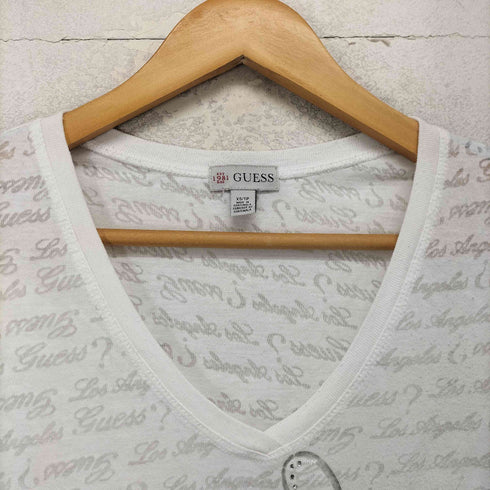 ゲス GUESS Y2K ラインストーン VネックTシャツ ピチT レディース JPN:XS