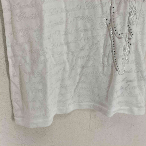 ゲス GUESS Y2K ラインストーン VネックTシャツ ピチT レディース JPN:XS