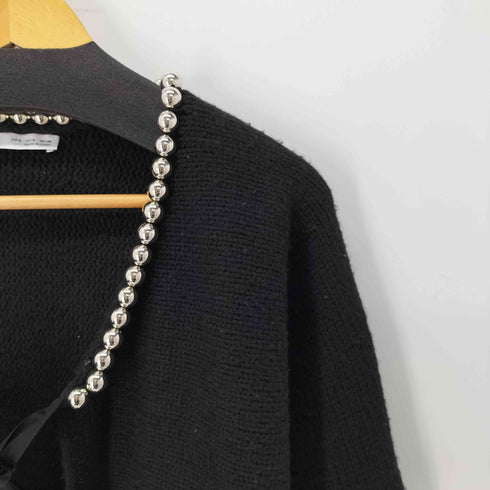 ザラ ZARA パールビーズ付 リボンカーディガン レディース import:S