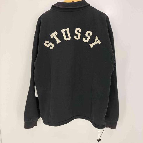ステューシー Stussy 90s 紺タグ 背面アーチロゴ刺繍 コットンポリ スウェット地 コーチジャケット メンズ import:L