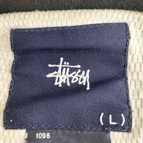 ステューシー Stussy 90s 紺タグ 背面アーチロゴ刺繍 コットンポリ スウェット地 コーチジャケット メンズ import:L
