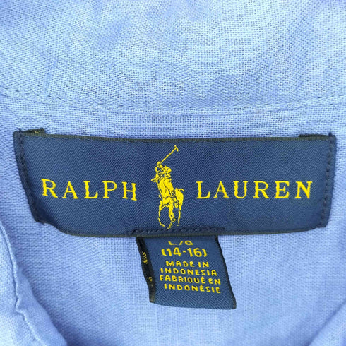 ラルフローレン RALPH LAUREN ポニー刺繍 リネンコットン ボタンダウンシャツ レディース L 14-16