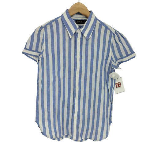 ポロラルフローレン POLO RALPH LAUREN ポニーなし リネン100% S/Sストライプシャツ レディース US:4