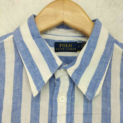 ポロラルフローレン POLO RALPH LAUREN ポニーなし リネン100% S/Sストライプシャツ レディース US:4