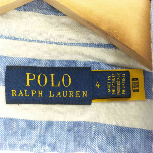 ポロラルフローレン POLO RALPH LAUREN ポニーなし リネン100% S/Sストライプシャツ レディース US:4