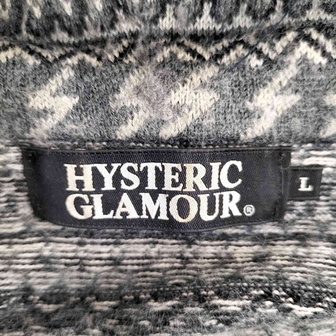 ヒステリックグラマー HYSTERIC GLAMOUR 00s Y2K アンゴラ混 ダメージ加工 サンダーノルディック ハーフジップ ニットプルオーバーフーディ メンズ JPN:L