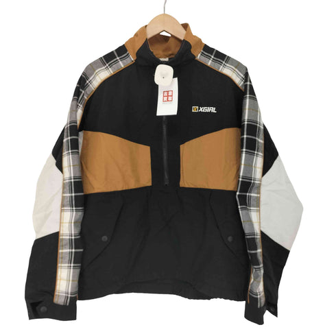 エックスガール X-girl COLORBLOCK ANORAK チェック柄切替袖 アノラック ナイロンジャケット レディース JPN:2